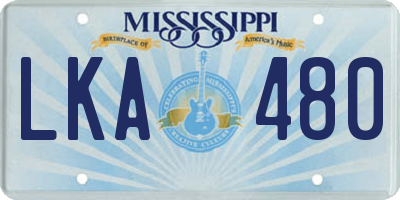 MS license plate LKA480