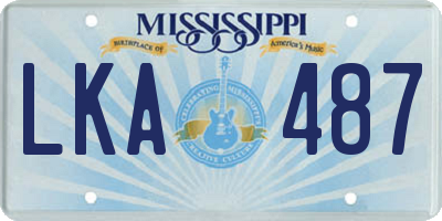 MS license plate LKA487