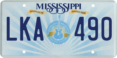 MS license plate LKA490
