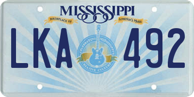 MS license plate LKA492