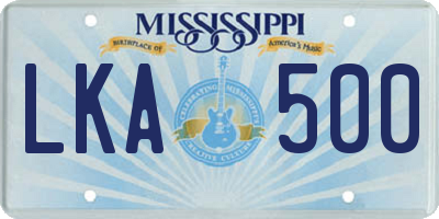 MS license plate LKA500