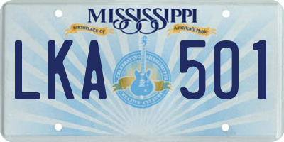 MS license plate LKA501