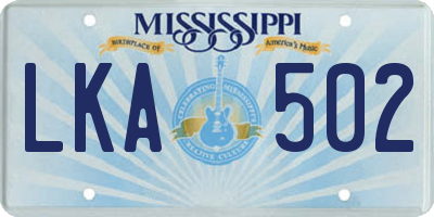 MS license plate LKA502
