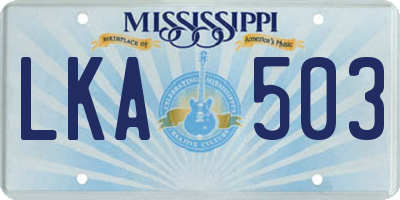 MS license plate LKA503