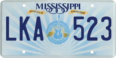 MS license plate LKA523