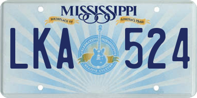 MS license plate LKA524