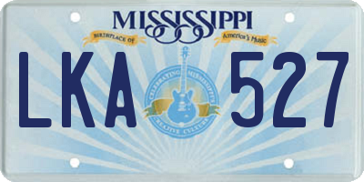MS license plate LKA527