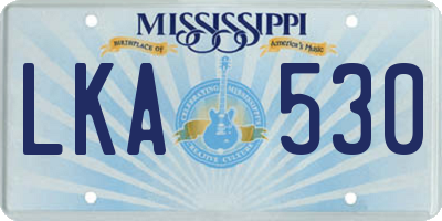 MS license plate LKA530