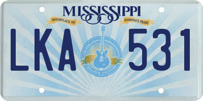 MS license plate LKA531