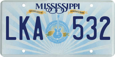 MS license plate LKA532