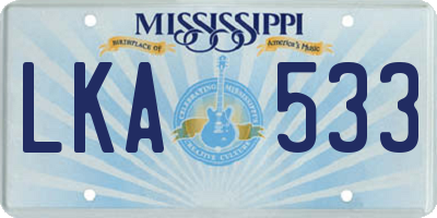 MS license plate LKA533