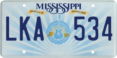 MS license plate LKA534