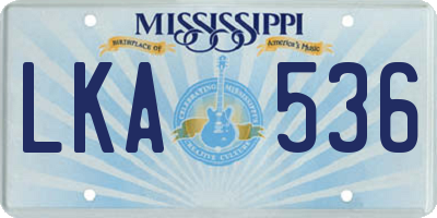 MS license plate LKA536