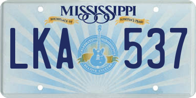 MS license plate LKA537