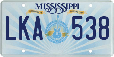 MS license plate LKA538
