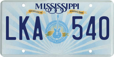 MS license plate LKA540