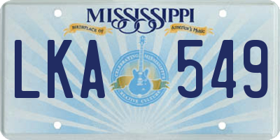 MS license plate LKA549