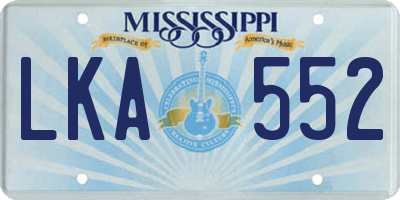MS license plate LKA552