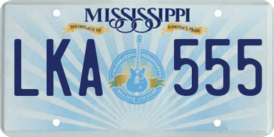 MS license plate LKA555