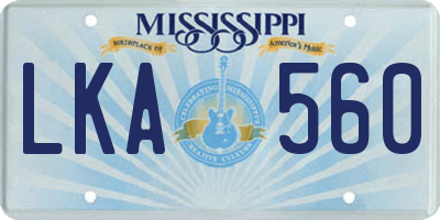 MS license plate LKA560