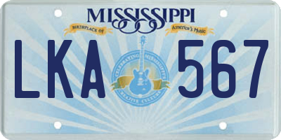 MS license plate LKA567