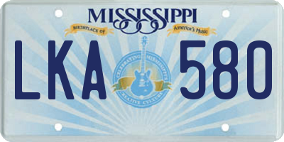 MS license plate LKA580