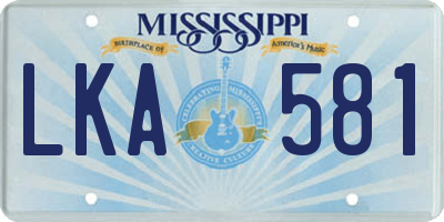 MS license plate LKA581
