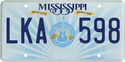 MS license plate LKA598