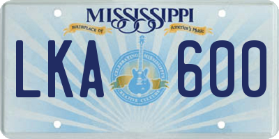 MS license plate LKA600