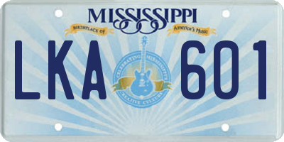 MS license plate LKA601