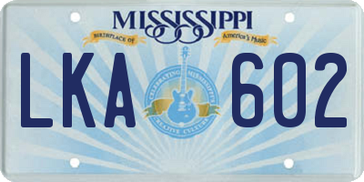 MS license plate LKA602