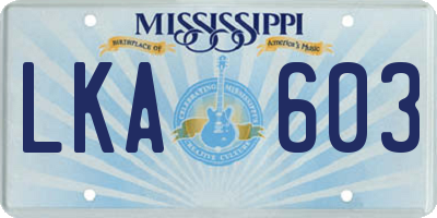 MS license plate LKA603