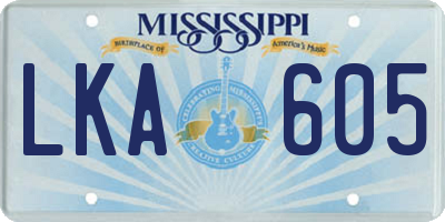 MS license plate LKA605