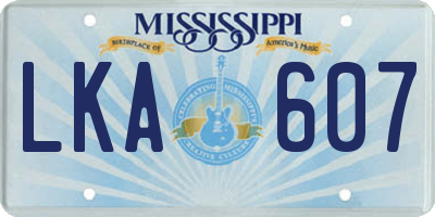 MS license plate LKA607