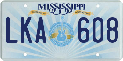 MS license plate LKA608