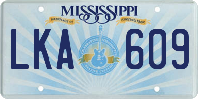 MS license plate LKA609