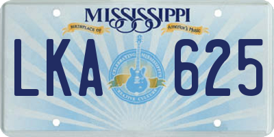 MS license plate LKA625