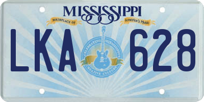 MS license plate LKA628