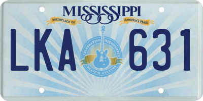 MS license plate LKA631