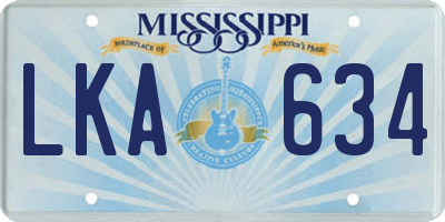 MS license plate LKA634
