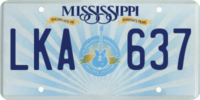 MS license plate LKA637