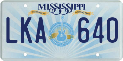 MS license plate LKA640