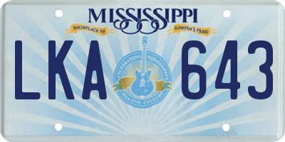 MS license plate LKA643
