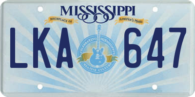 MS license plate LKA647