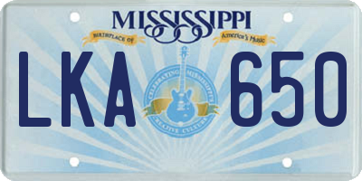 MS license plate LKA650