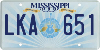 MS license plate LKA651