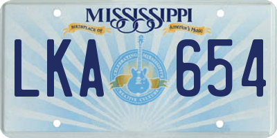 MS license plate LKA654