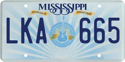 MS license plate LKA665