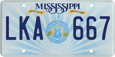 MS license plate LKA667