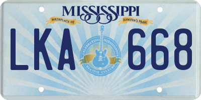 MS license plate LKA668